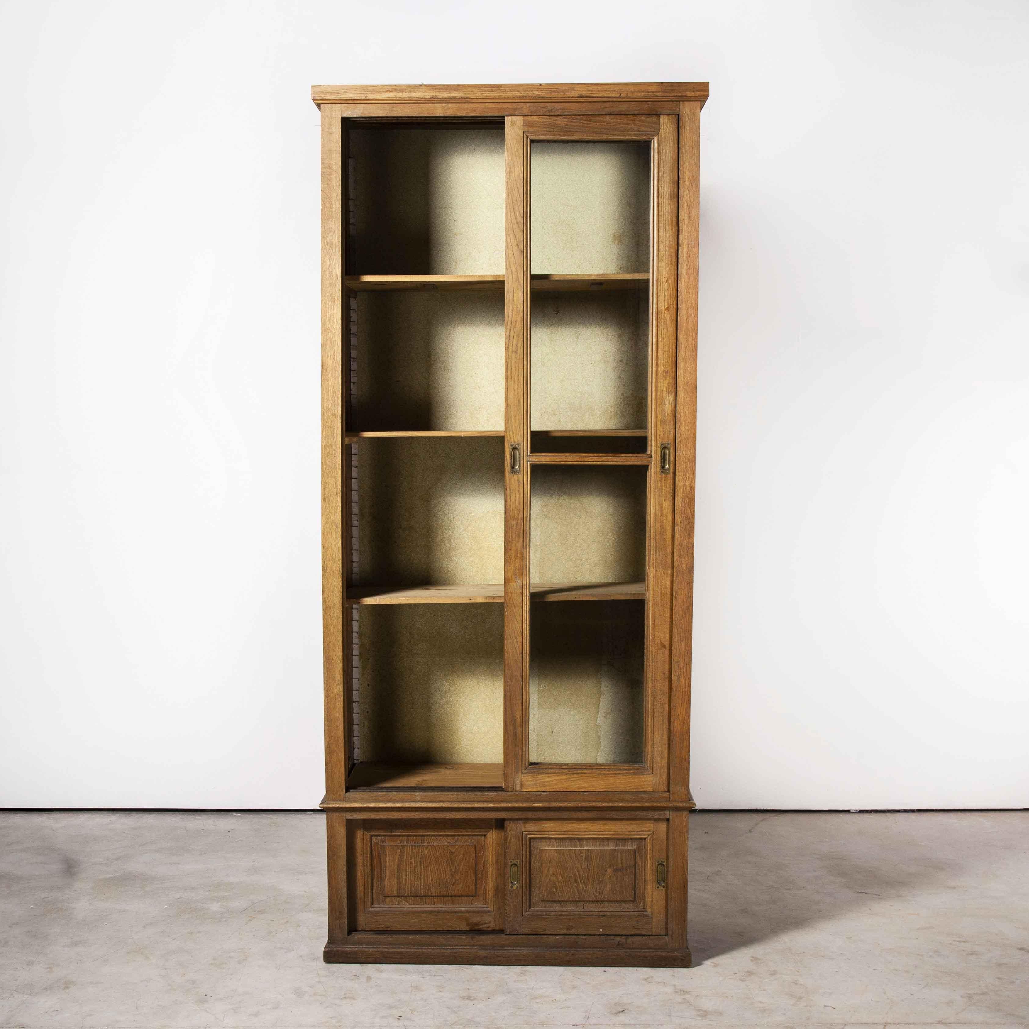 1940's Tall French Oak Glass Fronted Cabinet '1098' 4