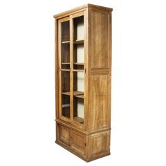 Vintage 1940's Tall French Oak Glass Fronted Cabinet '1099'