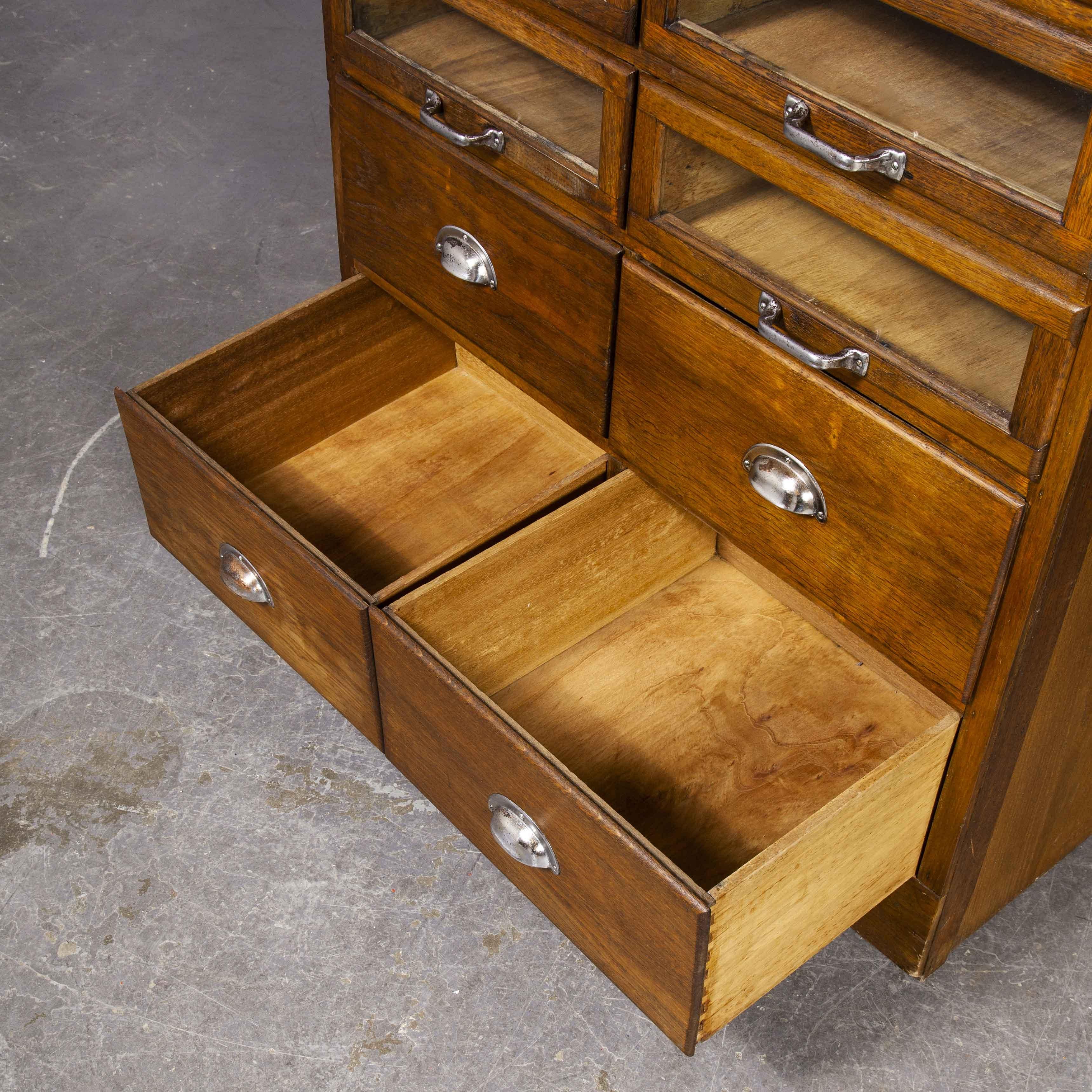 1940's Tall Glass Fronted Habersdashery Cabinet, Twenty Drawers 2