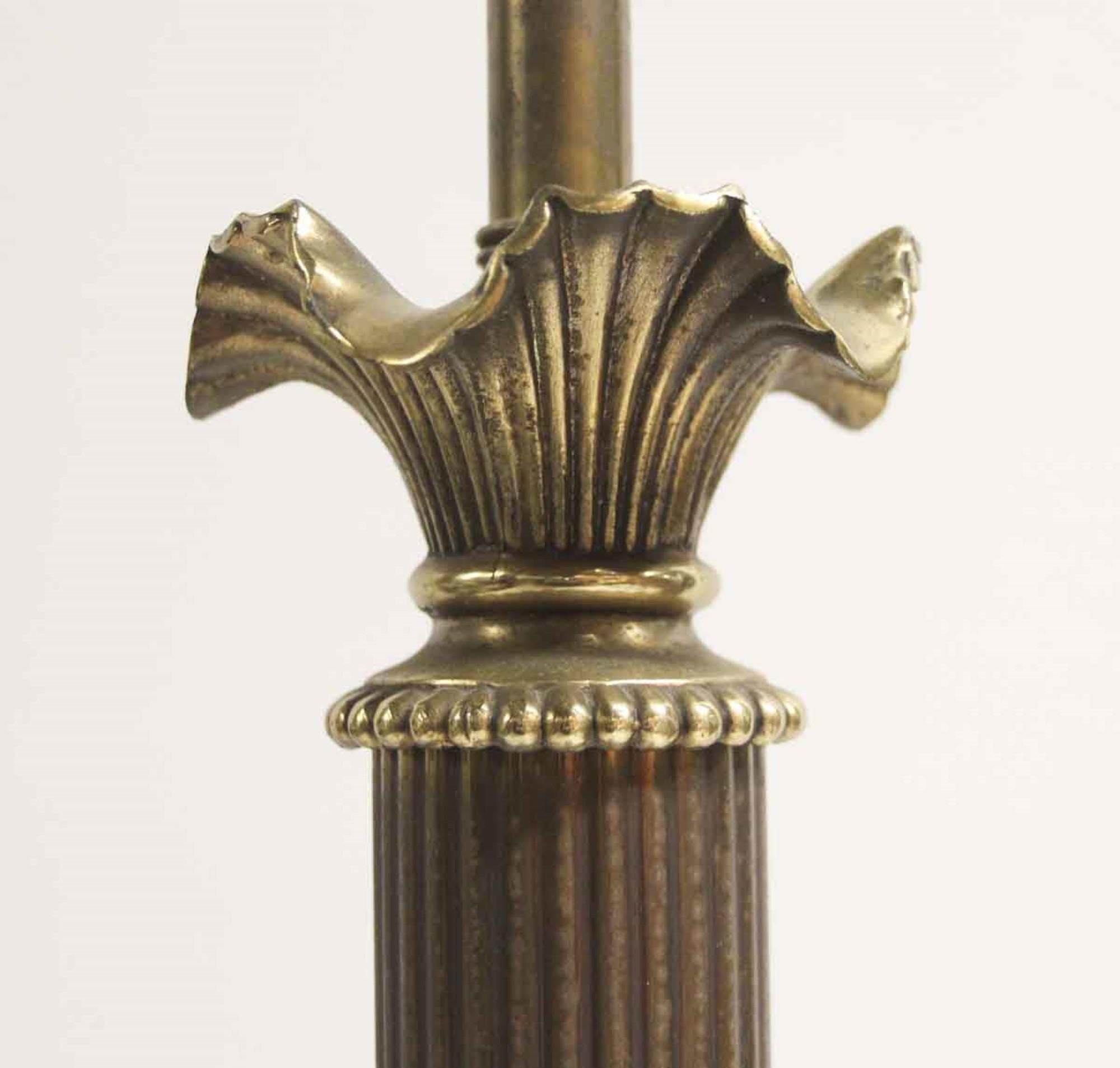 1940s Tall Ionic Column Style Brass Table Lamp In Good Condition In New York, NY