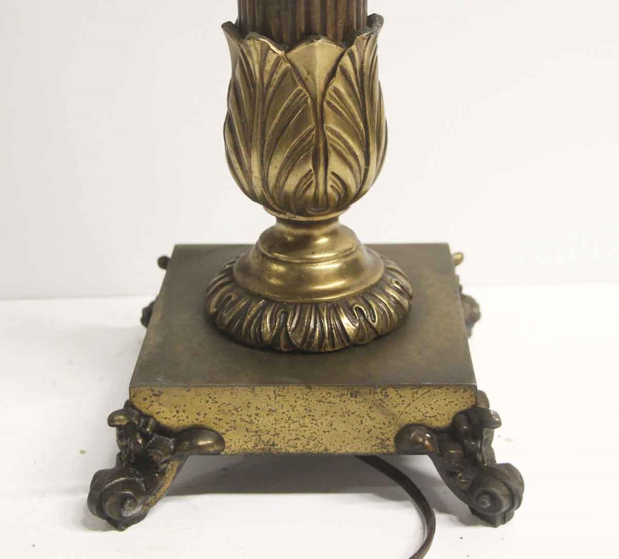 Mid-20th Century 1940s Tall Ionic Column Style Brass Table Lamp