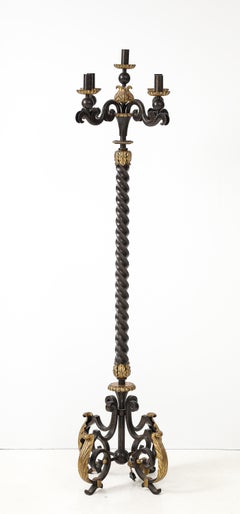 Lampadaire en fer forgé des années 1940 par Gilbert Poillerat