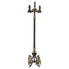 1940's tall wrought iron floor lamp by Gilbert Poillerat