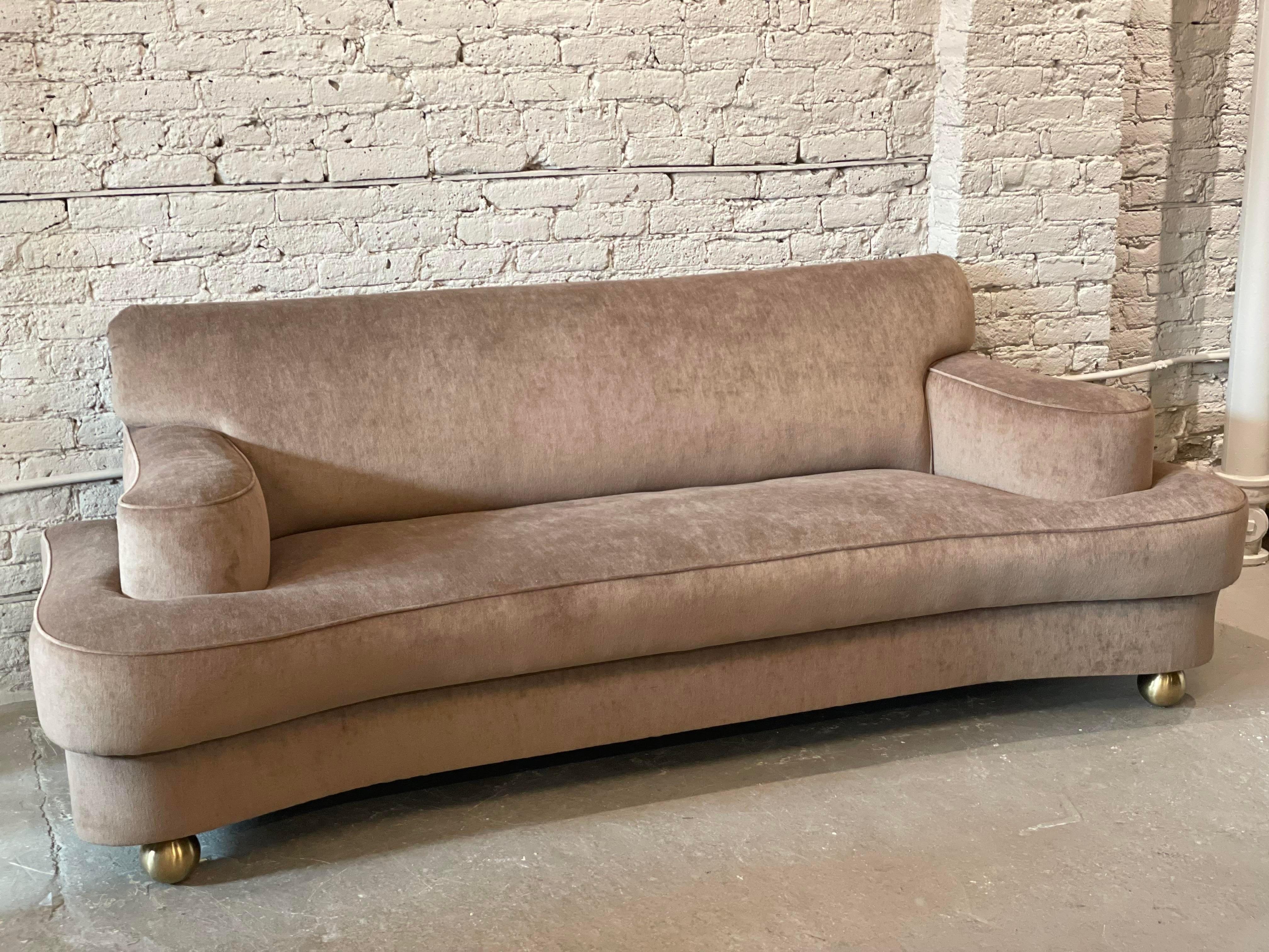 taupe velvet couch
