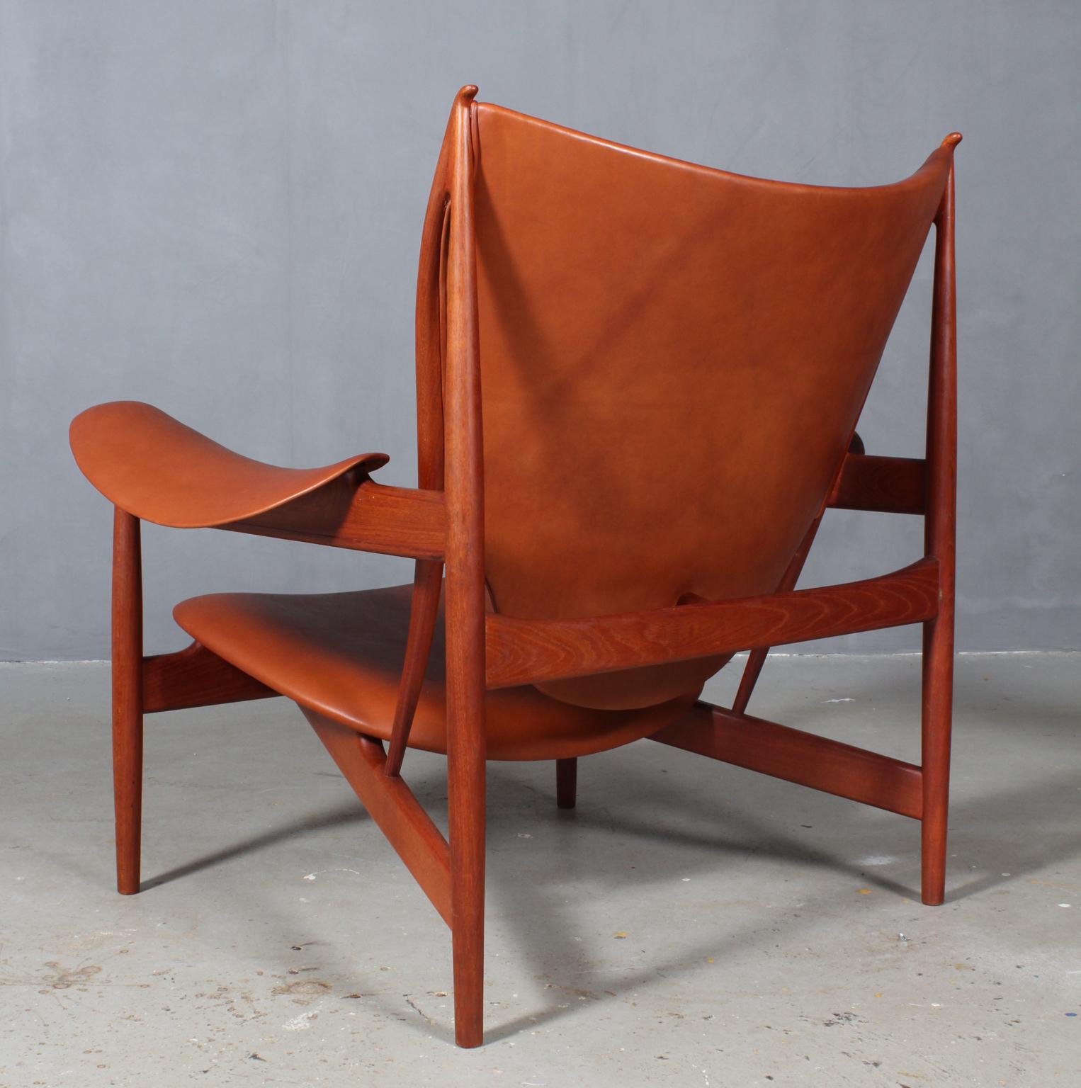 1950s Teak and Tan Leather Chieftain's Chair by Finn Juhl 6