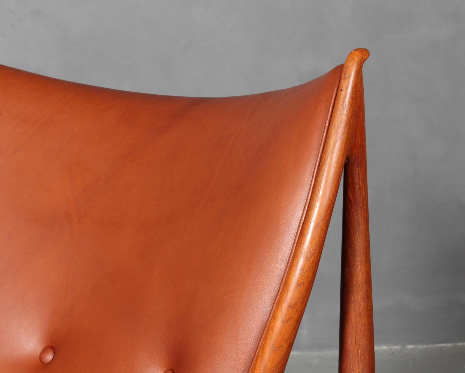 tan leather armchair