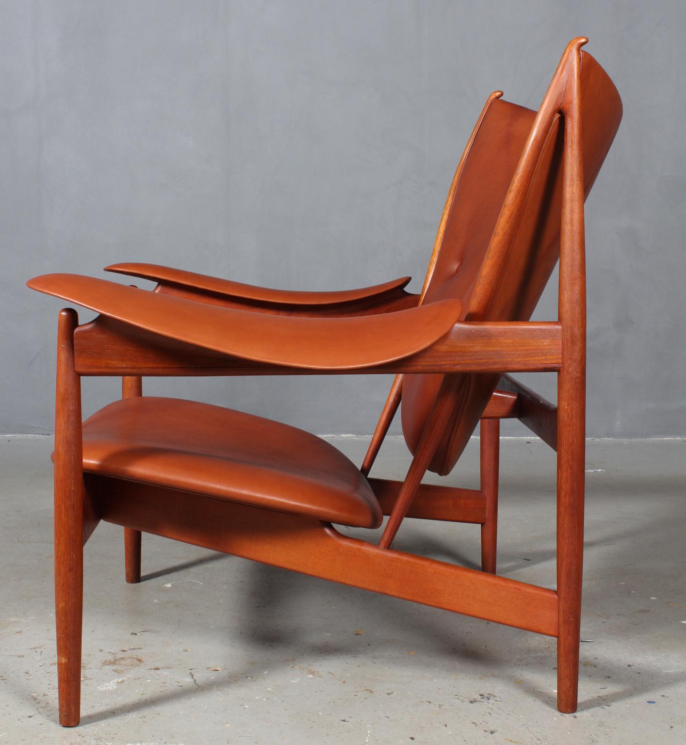 1950s Teak and Tan Leather Chieftain's Chair by Finn Juhl 2