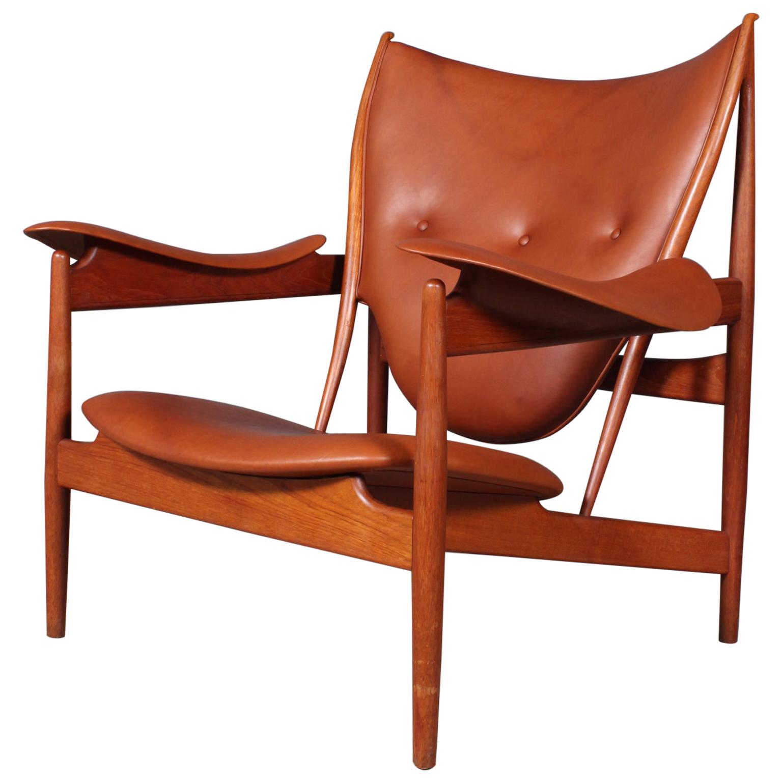 1950s Teak and Tan Leather Chieftain's Chair by Finn Juhl