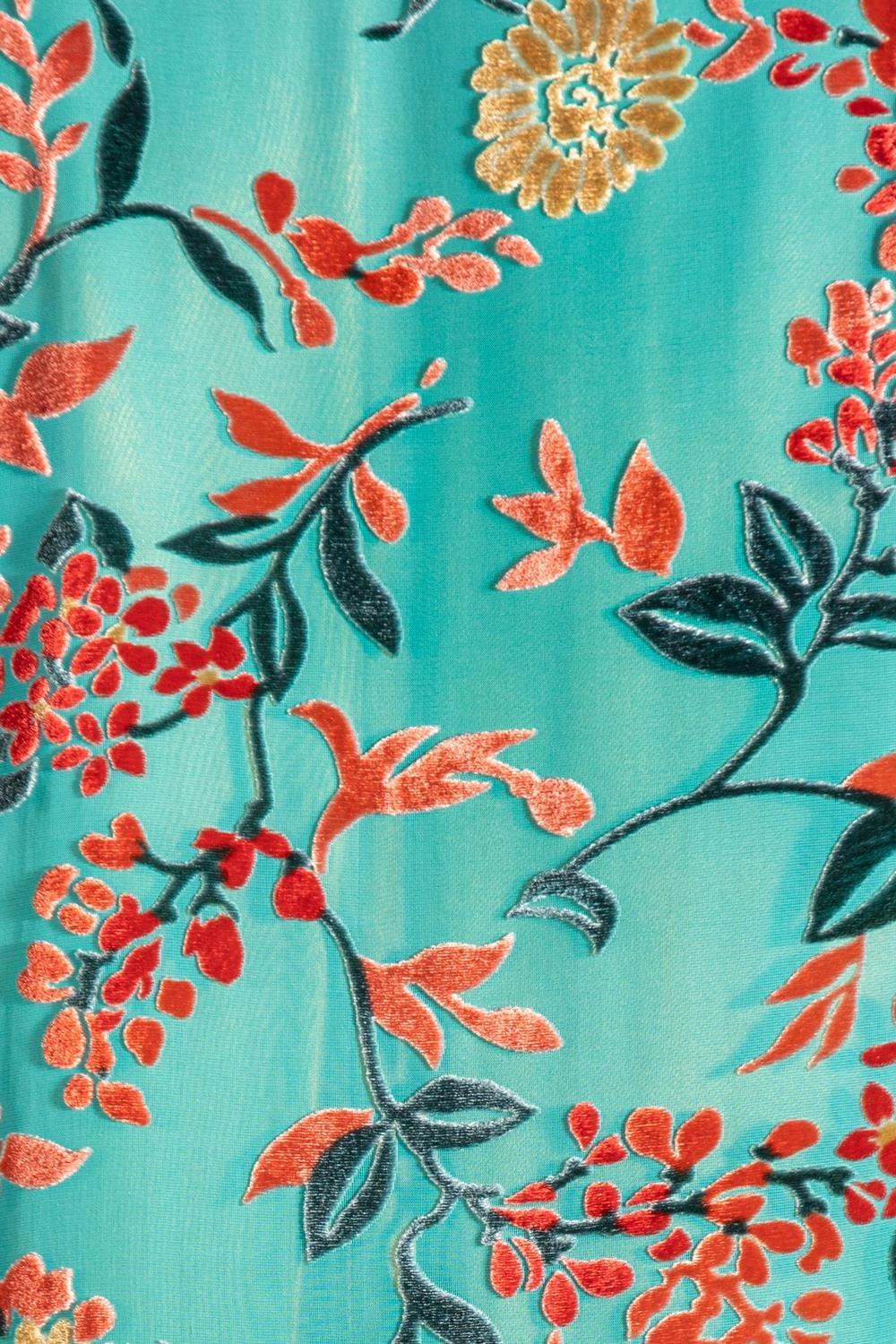 1940S Teal Rayon & Silk Burnout Velvet  Top For Sale 6