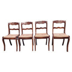 1940’s Tell City Mahogany Duncan Phyfe Rose Chair W/ Needlepoint Seat, Set of 4