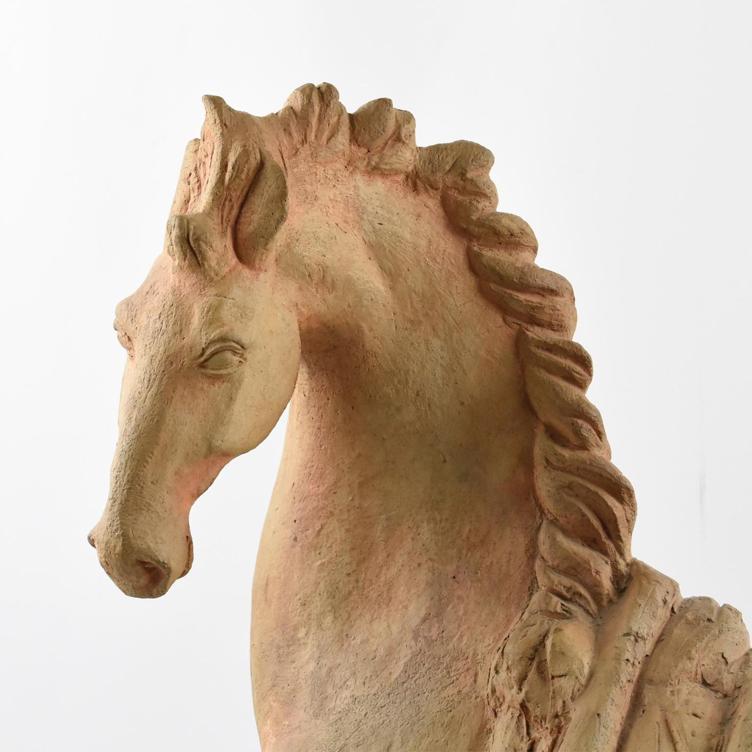 1940s Terracotta Horse Sculpture by French J. de Monpesat 2