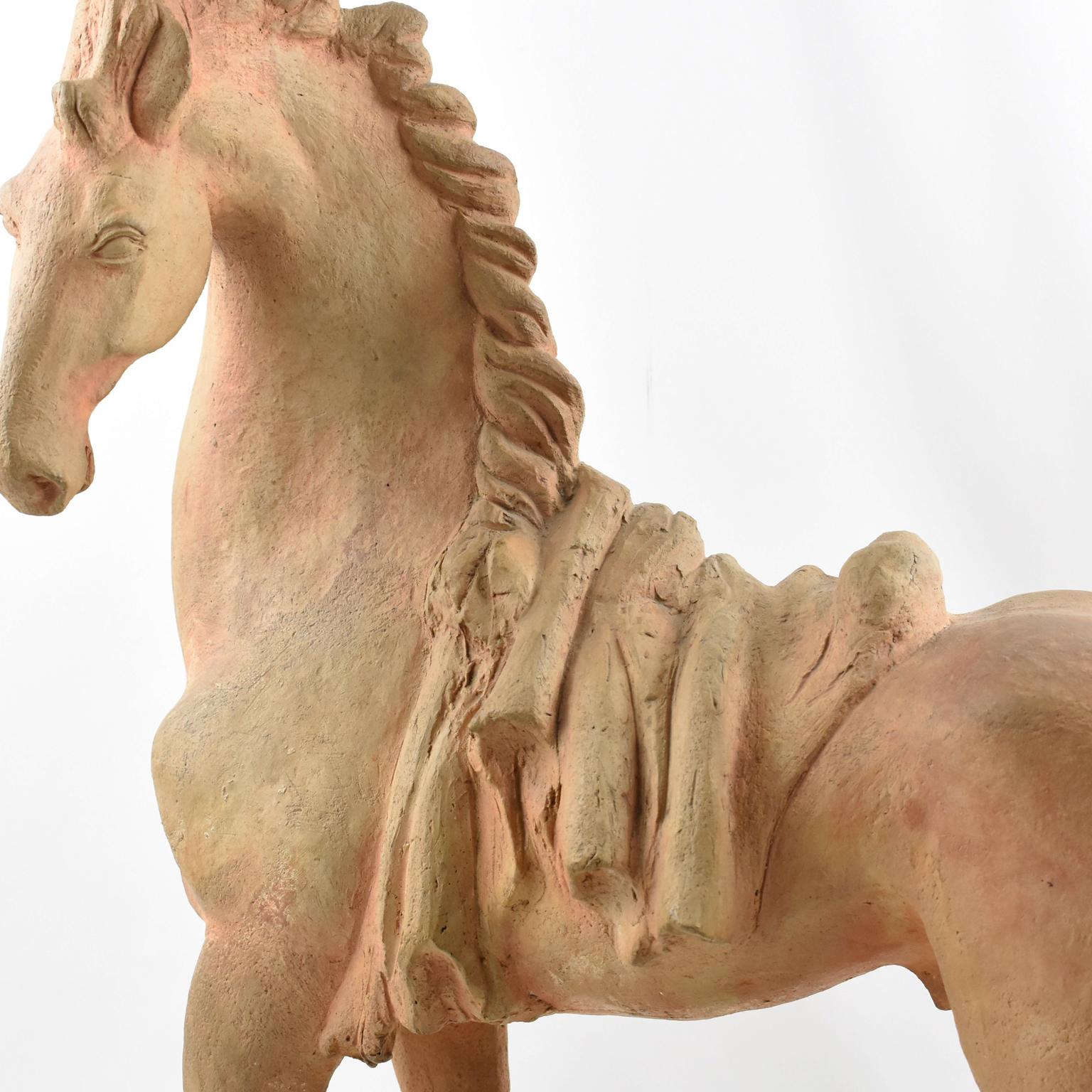 1940s Terracotta Horse Sculpture by French J. de Monpesat 3