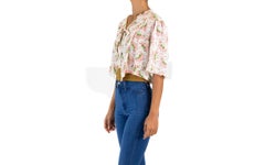 1940S TEXTRON White Cold Rayon Pink Floral Bed Jacket