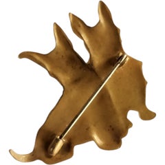 1940s Textured Brass Scottie Dog Figural Brooch