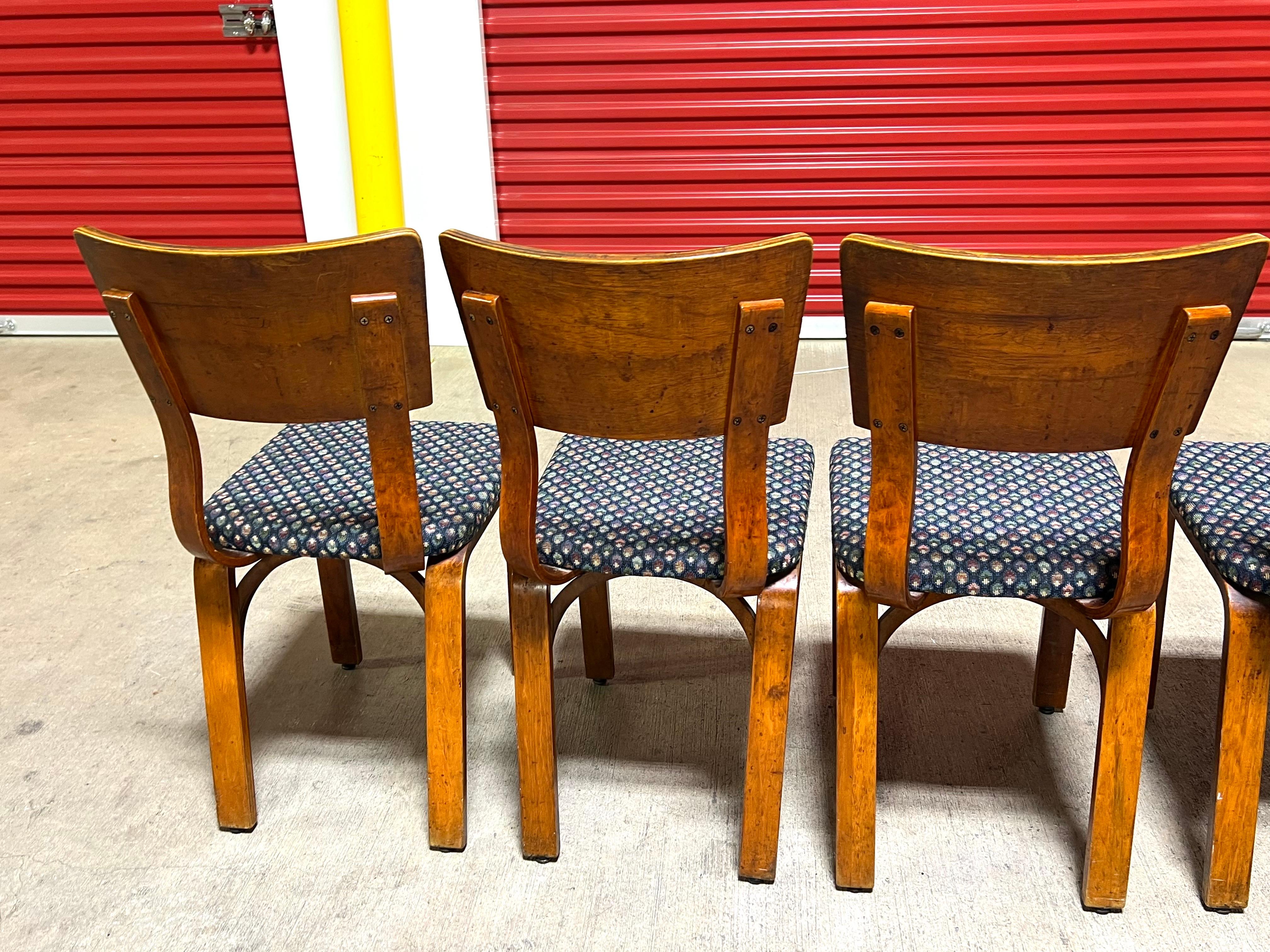 1940s Thonet 1216-S17-B1 Bent Plywood Dining Chairs Set of 7 For Sale 6