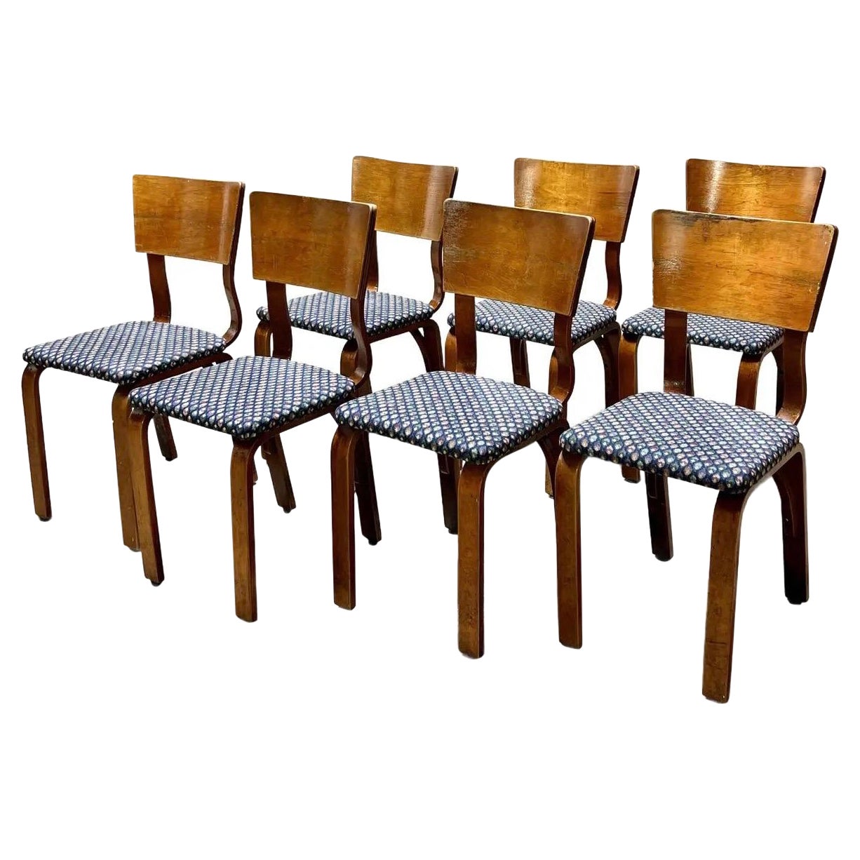 1940er Thonet 1216-S17-B1 Esszimmerstühle aus gebogenem Sperrholz, 7er-Set