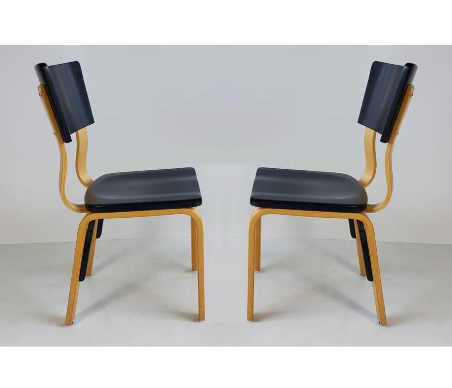 Mid-Century Modern 1940s Thonet Bentwood Lacquered Dining Chairs, Set of Ten
