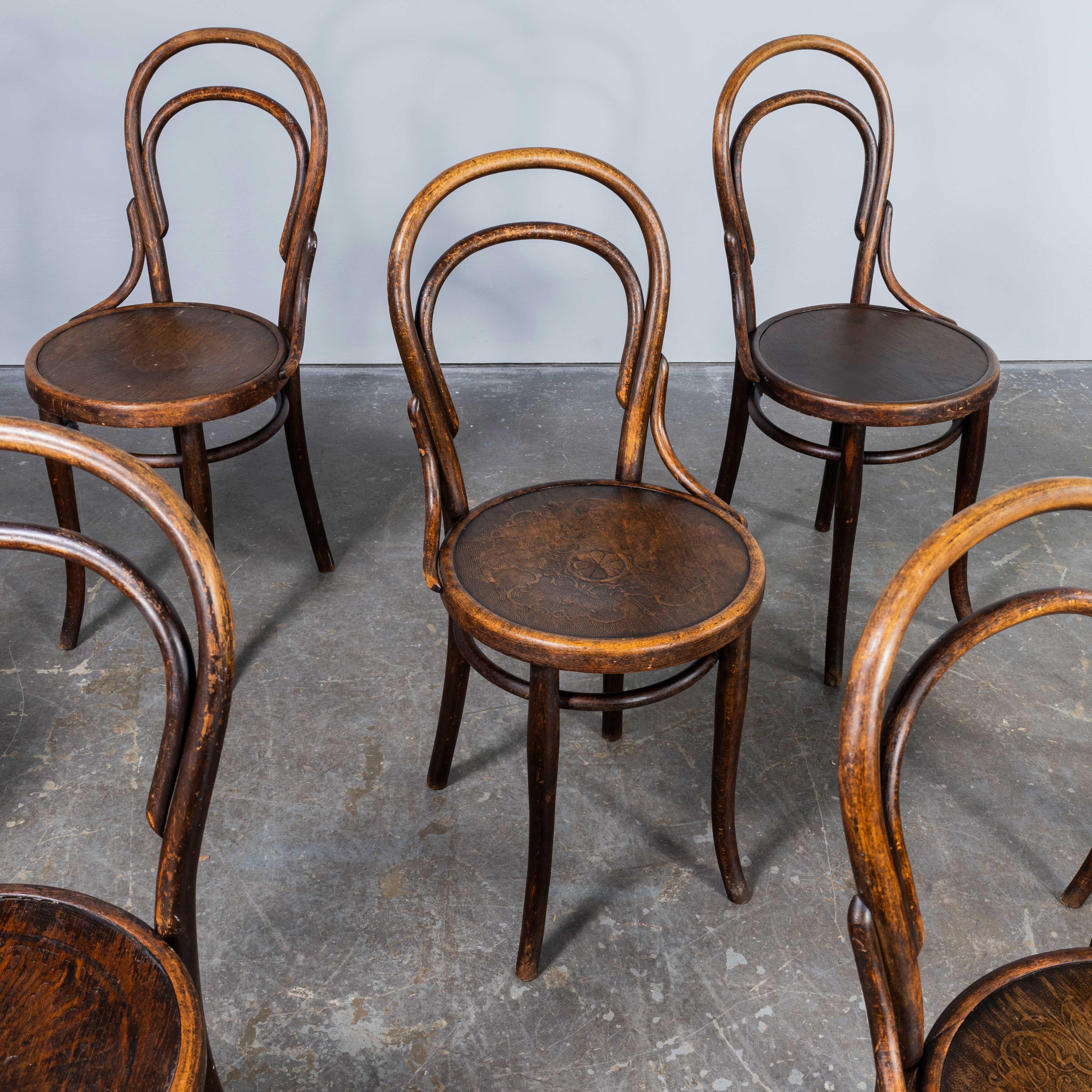 Austrian 1940's Thonet Original Single Hoop Back Bentwood Chairs - Set Of Seven
