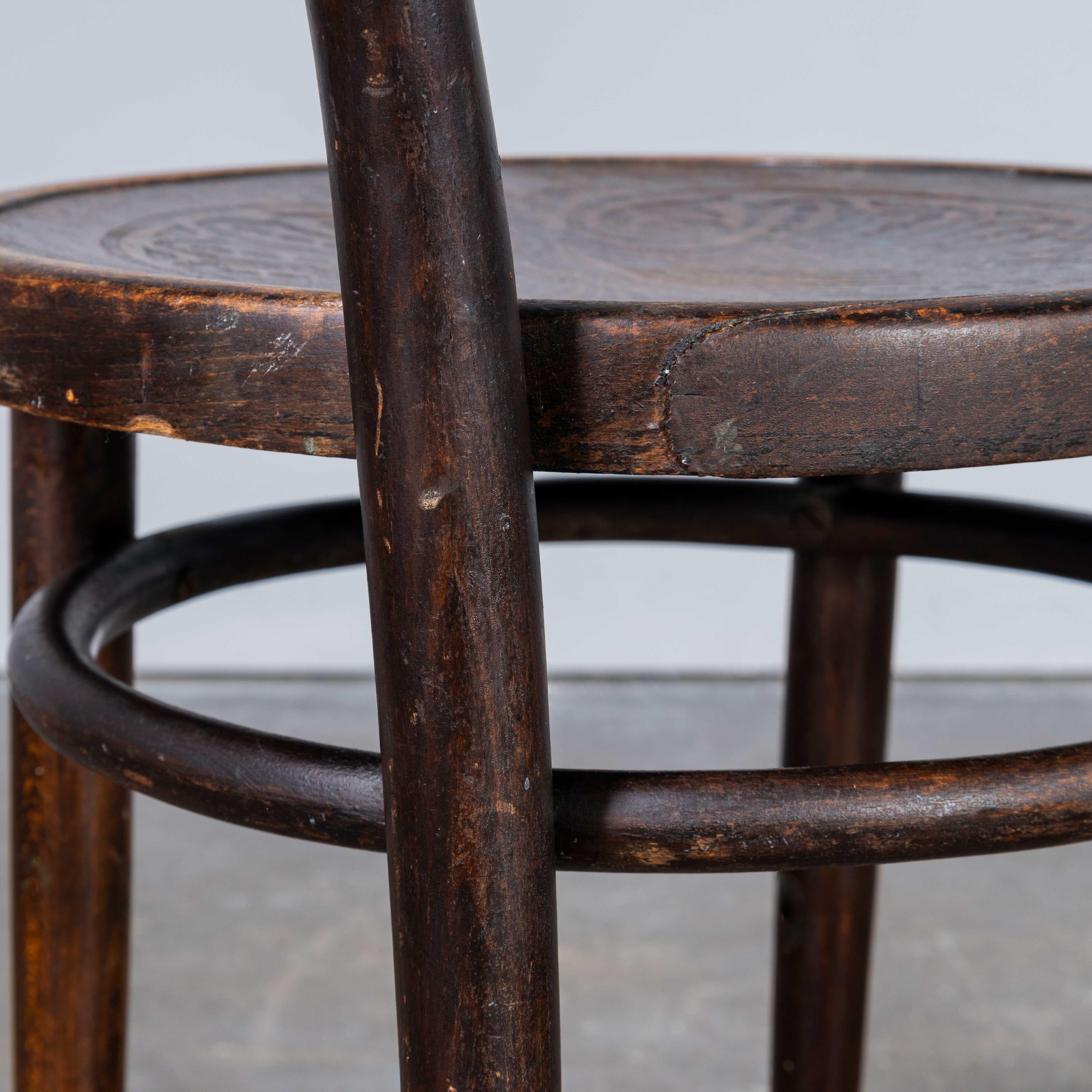 Mid-20th Century 1940's Thonet Original Single Hoop Back Bentwood Chairs - Set Of Seven