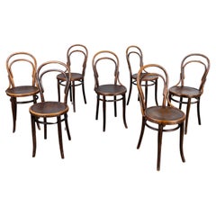 Vintage 1940's Thonet Original Single Hoop Back Bentwood Chairs - Set Of Seven