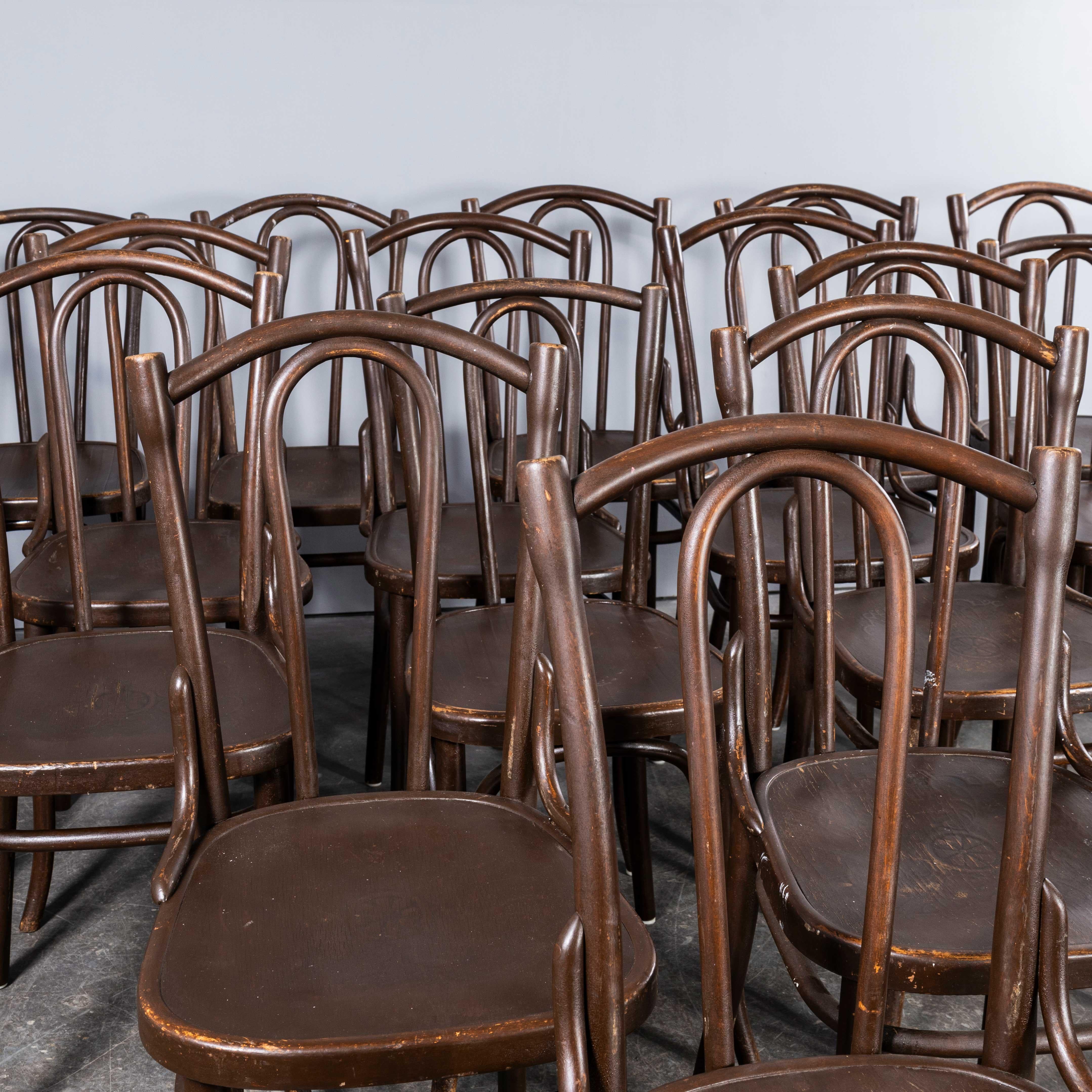 Mid-20th Century 1940's Thonet Original Single Hoop Bentwood Chairs - Set Of Seventeen For Sale