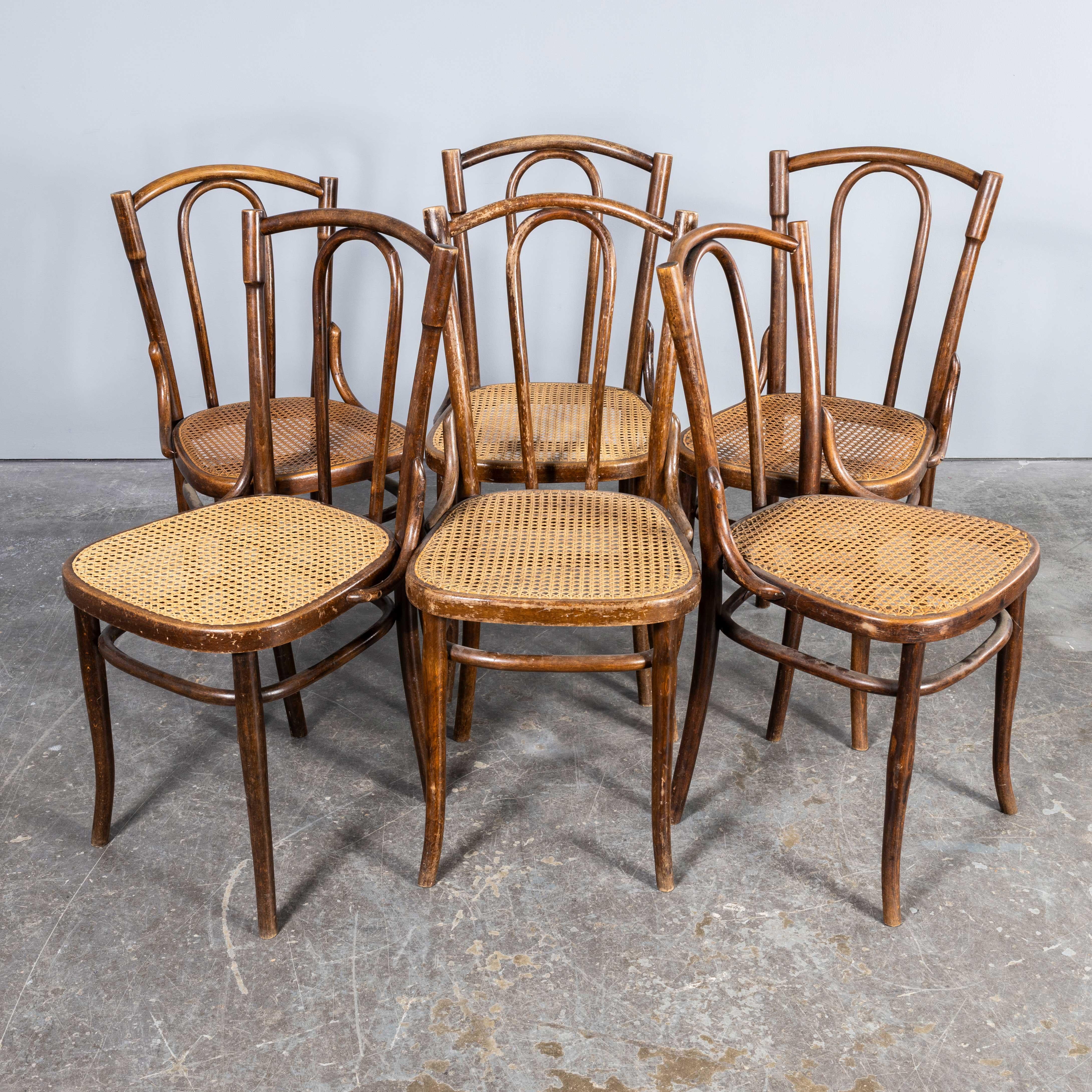 Mid-20th Century 1940's Thonet Original Single Hoop Bentwood Chairs - Set Of Six