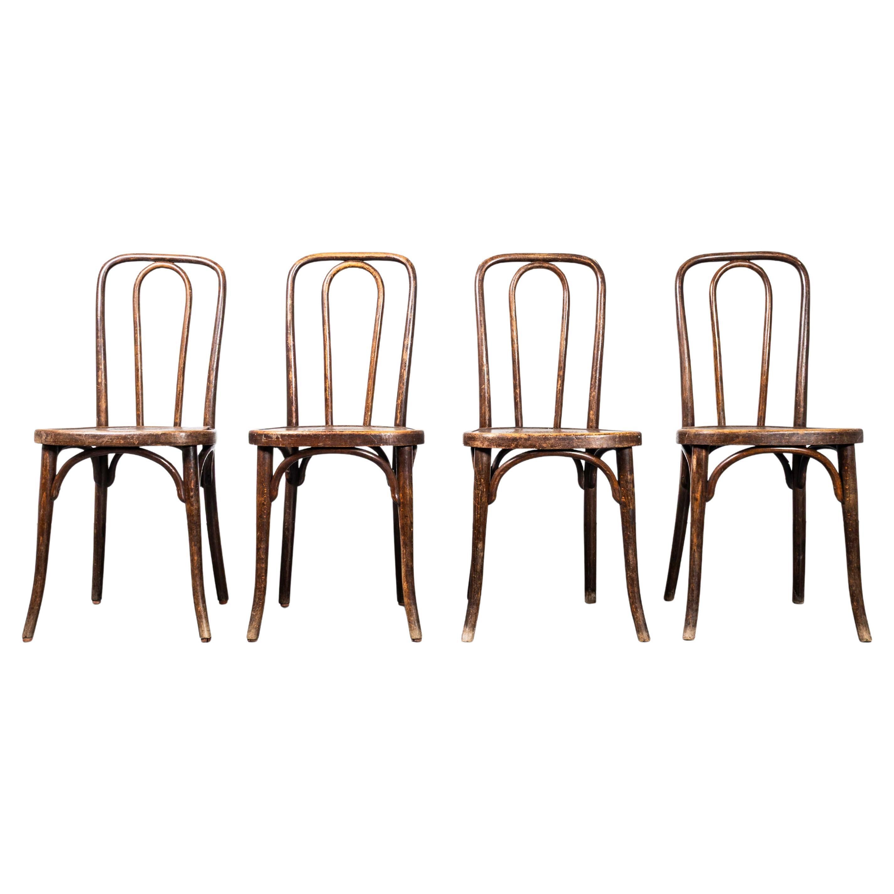 1940
s Thonet Original Square Hoop Back Bentwood Dining Chairs - Set Of Four