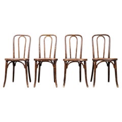 1940
s Thonet Original Square Hoop Back Bentwood Dining Chairs - Set Of Four