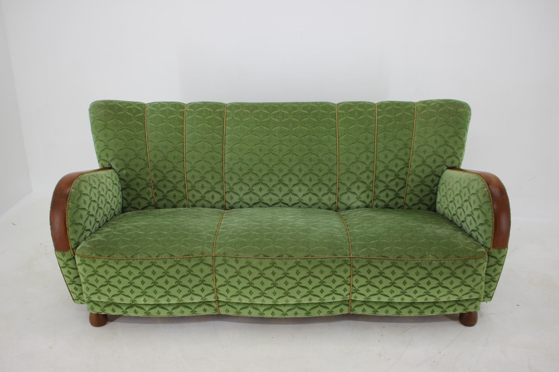 Danish 1940s Three Seater Art Deco Sofa, Denmark