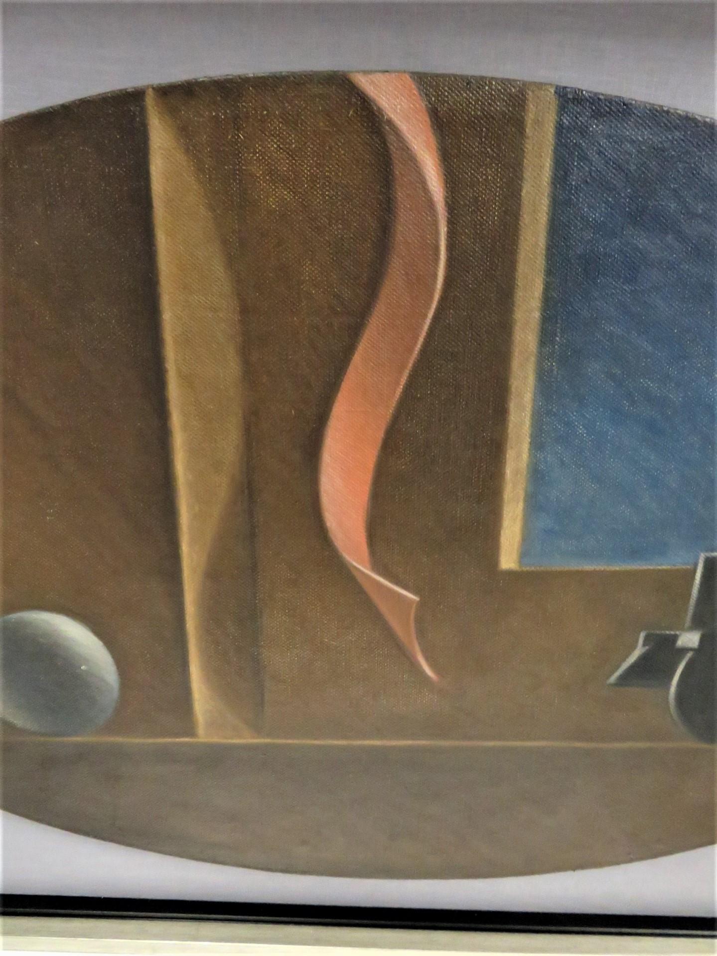 1940er Jahre Drei Öl auf ovaler Leinwand WPA Gemälde von Zügen w. Bänder Surrealist (Art déco) im Angebot