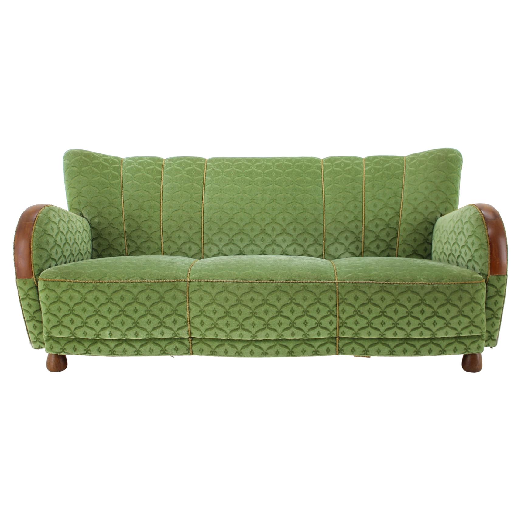 1940s Three Seater Art Deco Sofa, Denmark