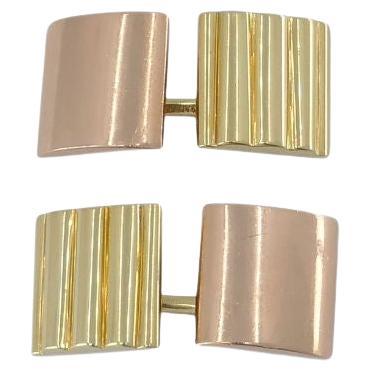 1940s Tiffany & Co. 14k Yellow & Rose Gold Cuff Links