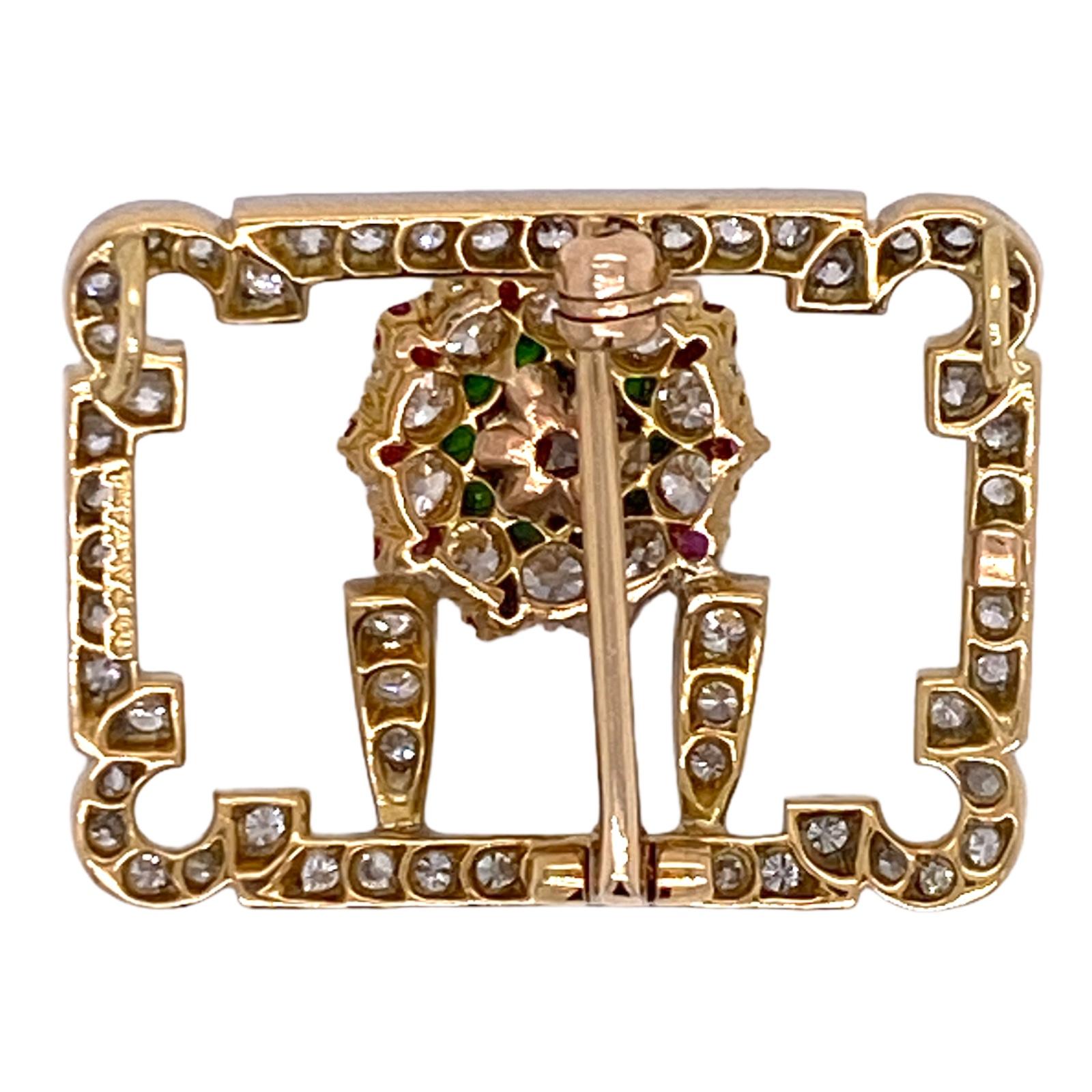 Contemporary 1940's Tiffany & Co. Diamond Dermantoid Garnet Ruby Vintage Pendant Pin Brooch