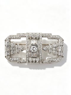 1940s Tiffany & Co. Diamond Platinum Geometric Brooch Highly Collectible