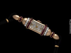 1940's TIFFANY & CO. Ladies Vintage Watch - 14K Gold with Diamonds & Rubies