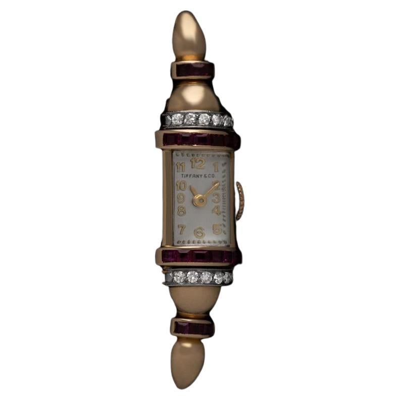 Tiffany & Co. del 1940. Orologio vintage da donna - Oro 14K con diamanti e rubini