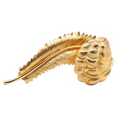 1940er Jahre Tiffany & Co Preformed Parts 14K Gelbgold Federpelz-Clip-Brosche