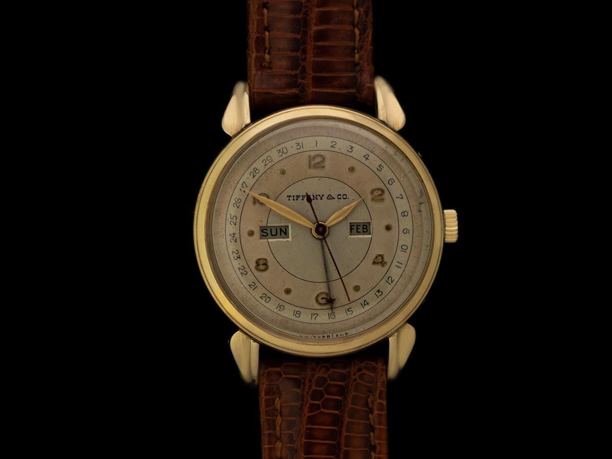 1940er Tiffany & Co. Vintage Dreifachkalender Herren 14K Golduhr, Vintage im Angebot 4
