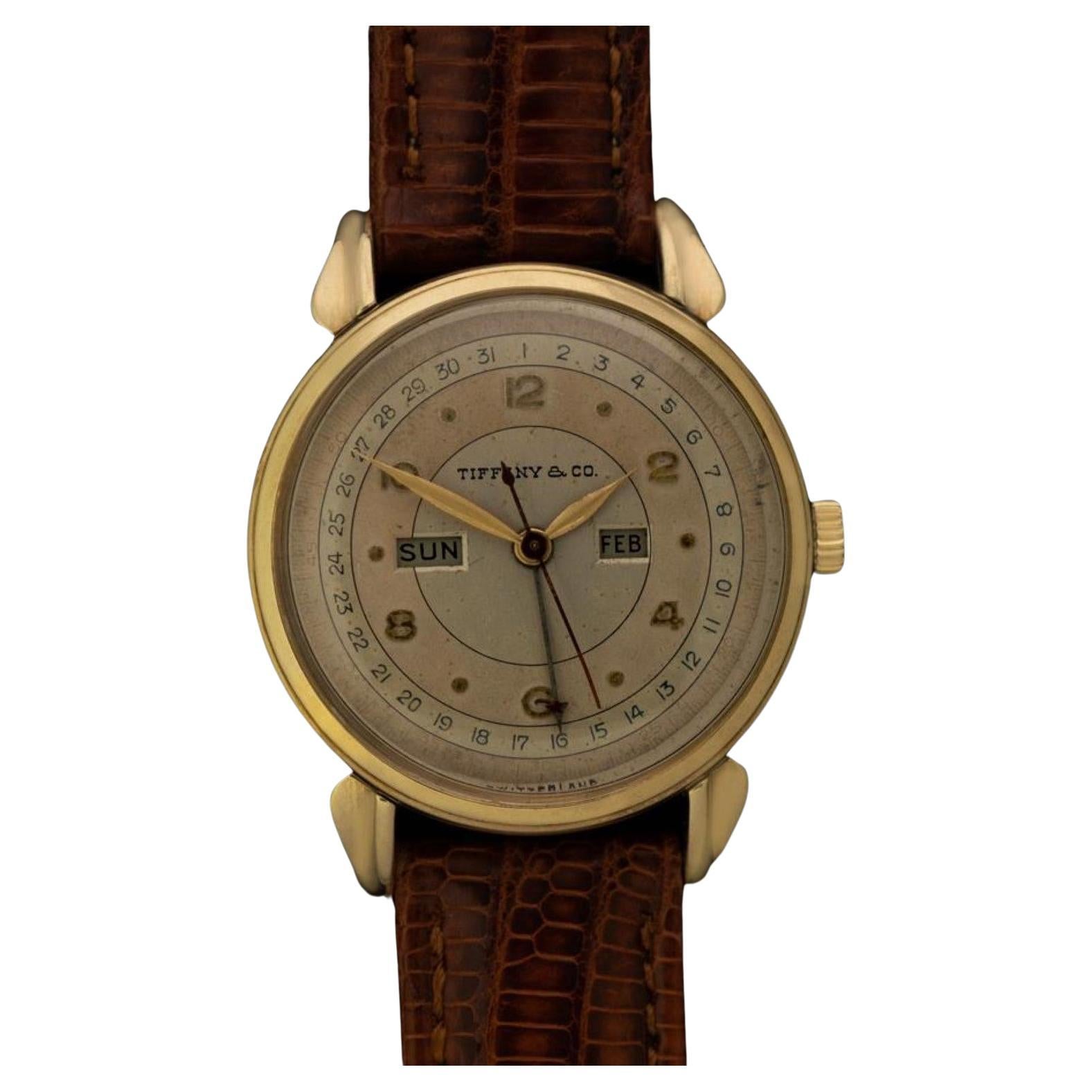 1940's Tiffany & Co. Vintage Triple Calendar Mens 14K Gold Watch