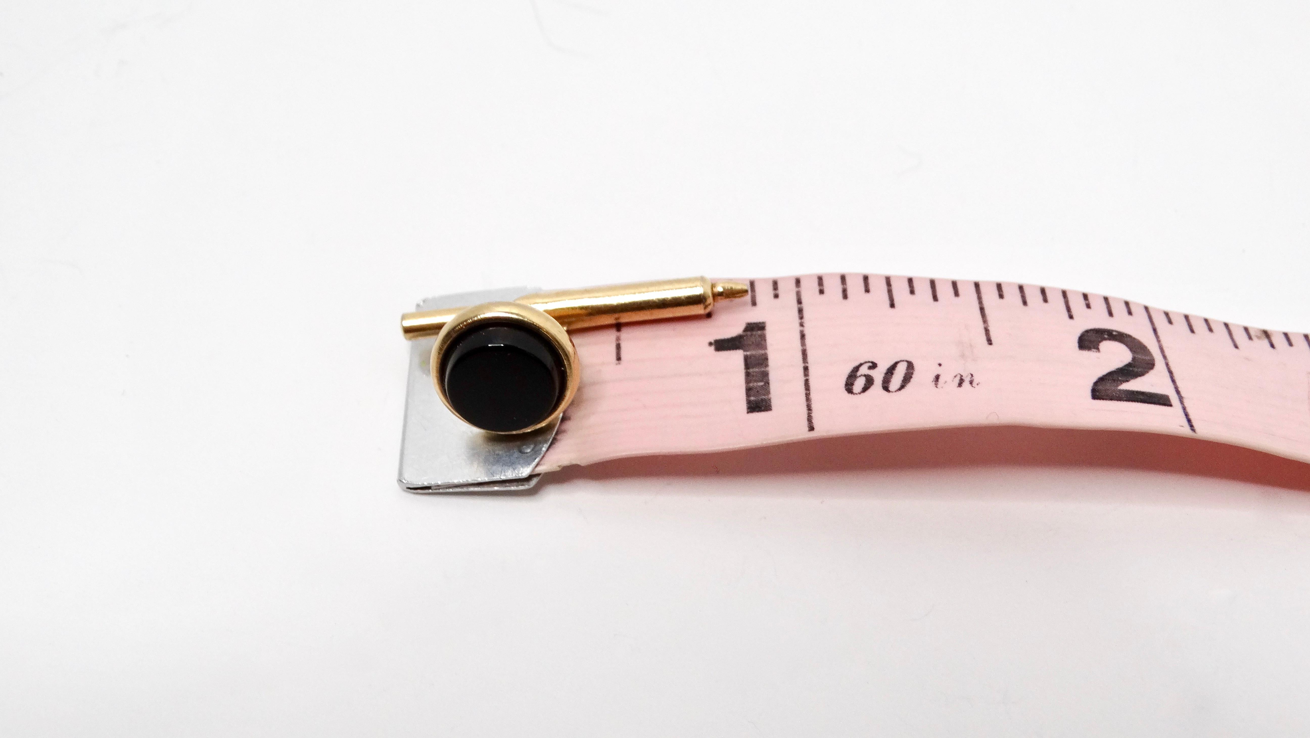 Men's 1940s Tiffany Inspired Onyx 14k Gold Plated Cufflinks For Sale