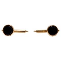 Antique 1940s Tiffany Inspired Onyx 14k Gold Plated Cufflinks