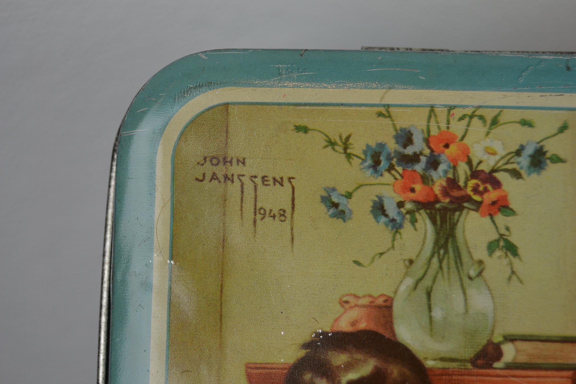 1940s Tin with Dogs and Children, Belgium In Good Condition For Sale In Antwerp, BE