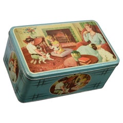 Vintage 1940s Tin with Dogs and Children, Belgium