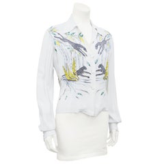 1940's Tina Leser Hand Painted & Jeweled Button Front Shirt