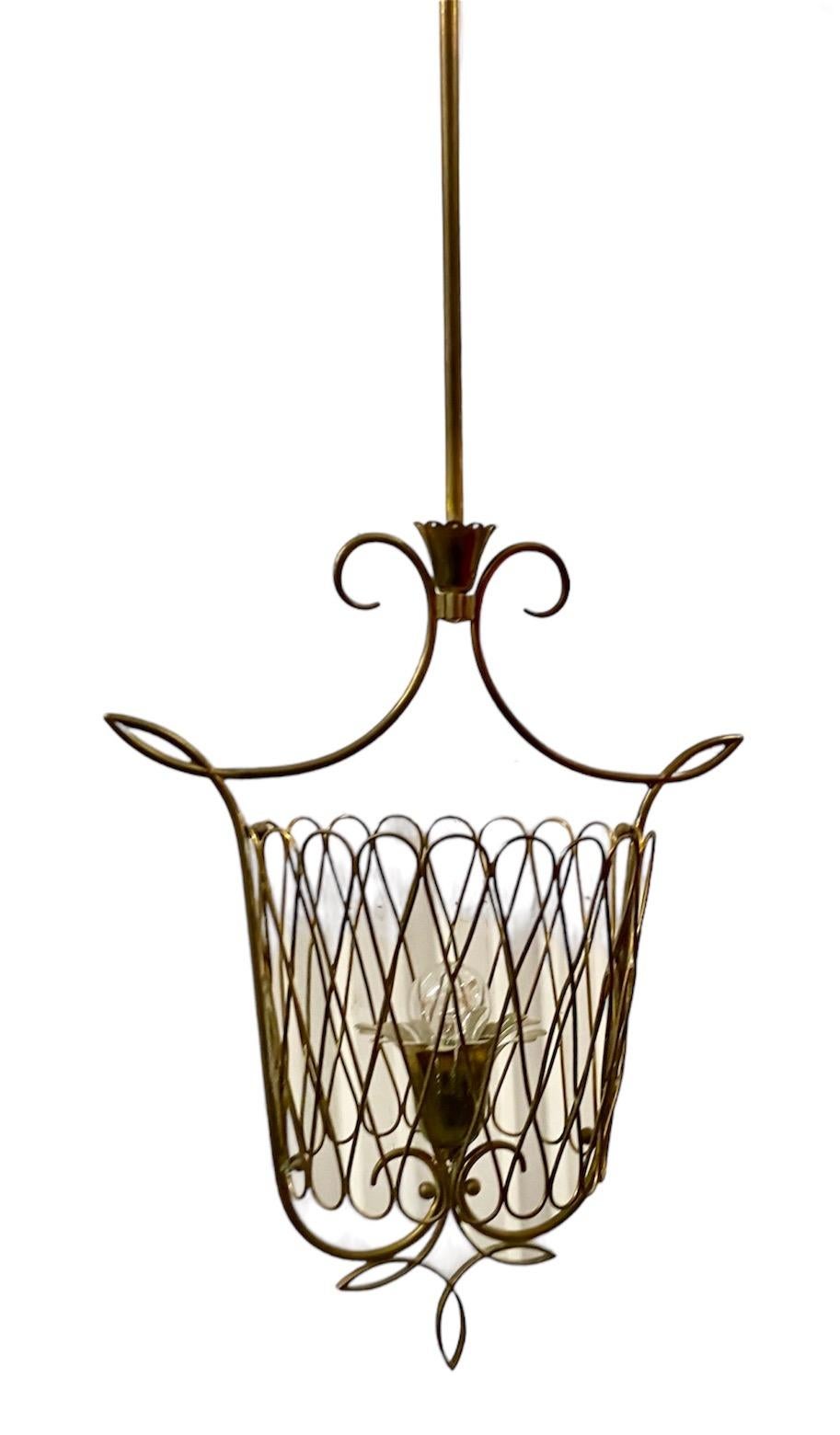 1940's to 50's Italian brass pendant light In Good Condition For Sale In London, GB