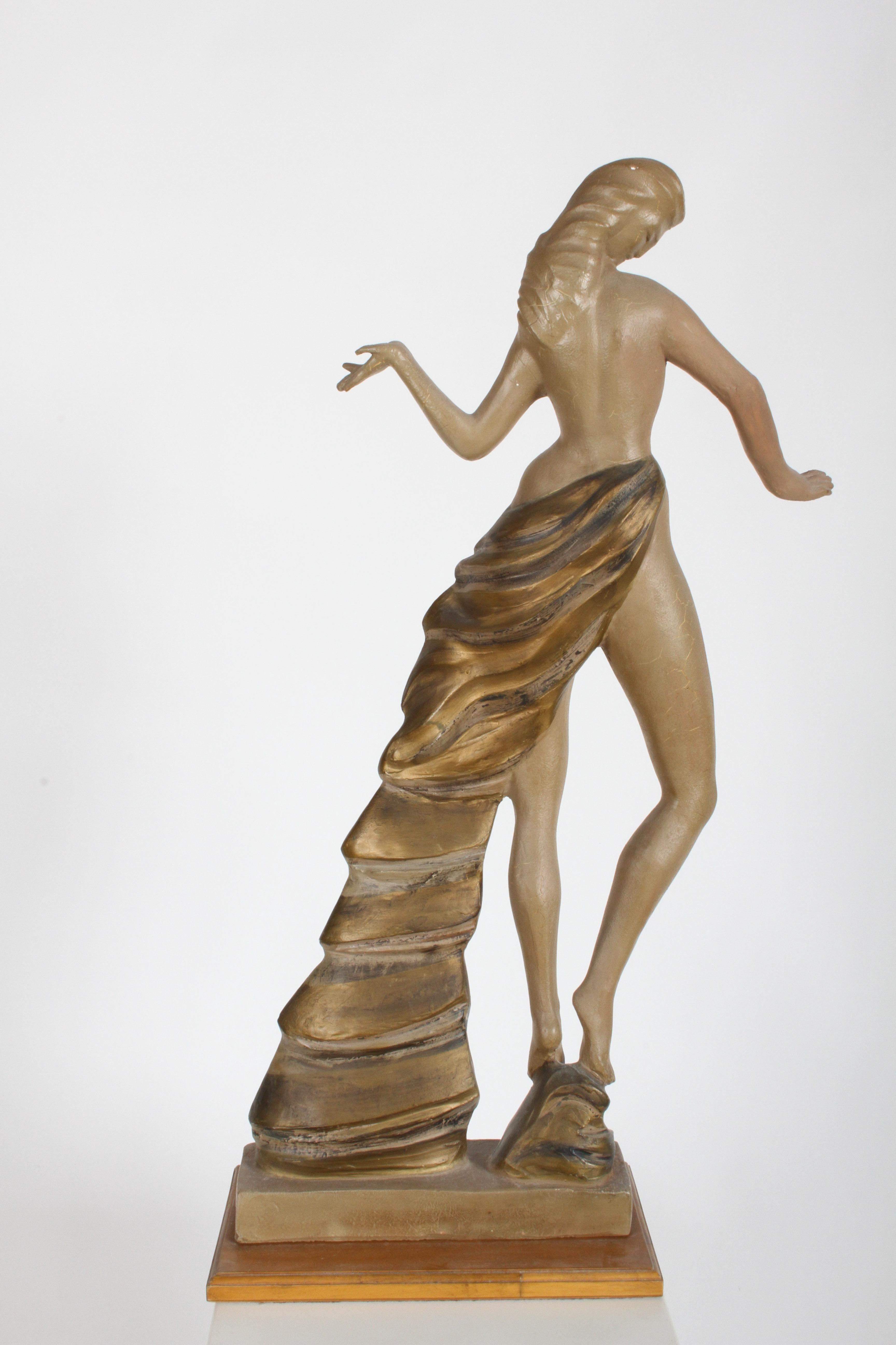 American 1940s Topless Flamenco Dancer Plaster Sculpture Style of Frederick Weinberg For Sale