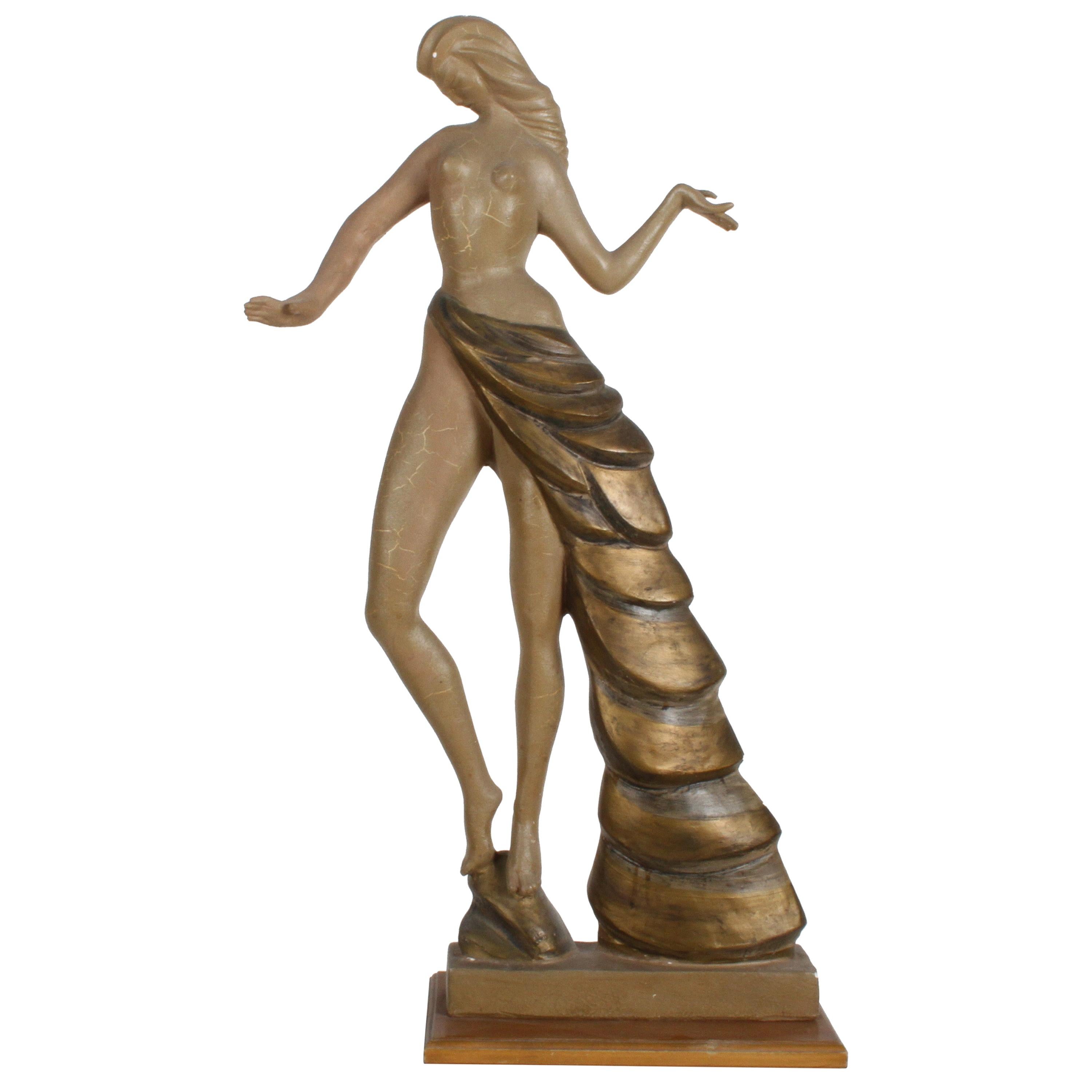 1940er Jahre Topless Flamenco-Tänzer Gips-Skulptur im Stil von Frederick Weinberg im Angebot