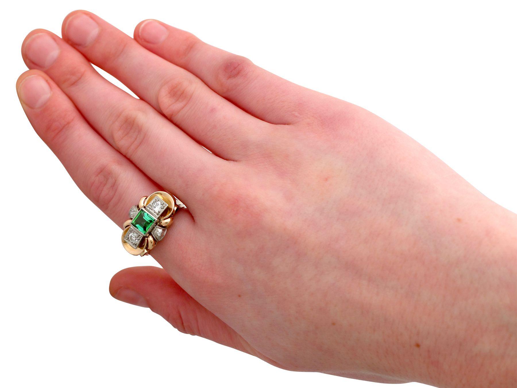Women's or Men's 1940s Tourmaline and Diamond Yellow Gold Cocktail Ring For Sale