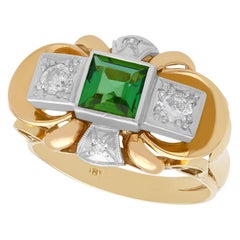Bague cocktail en or jaune, tourmaline et diamants des années 1940