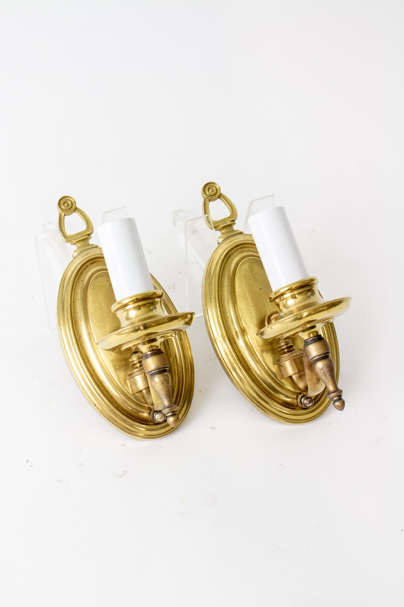American 1940’s Traditional Brass Sconces - a Pair For Sale